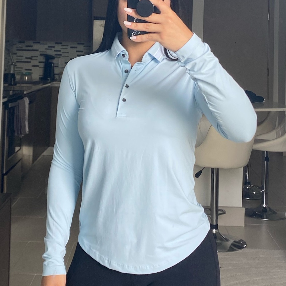 Greyson Clothiers Women’s Light Blue Long Sleeve Polo Shirt - Size Small